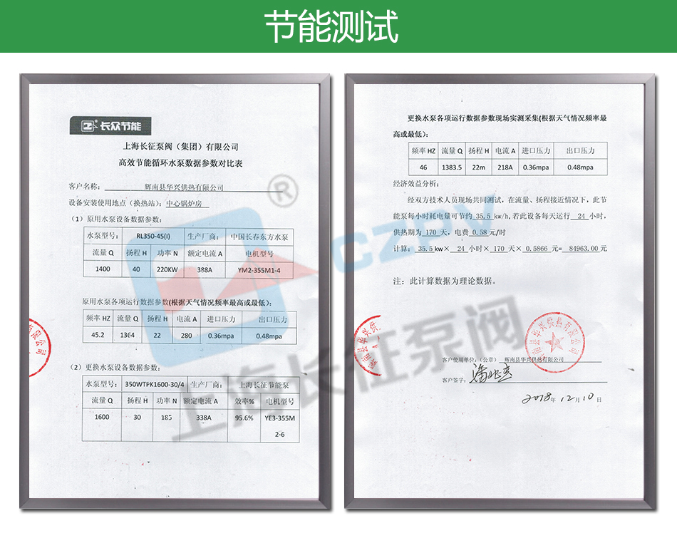 LTP立式高效節能循環水泵節能測試圖片