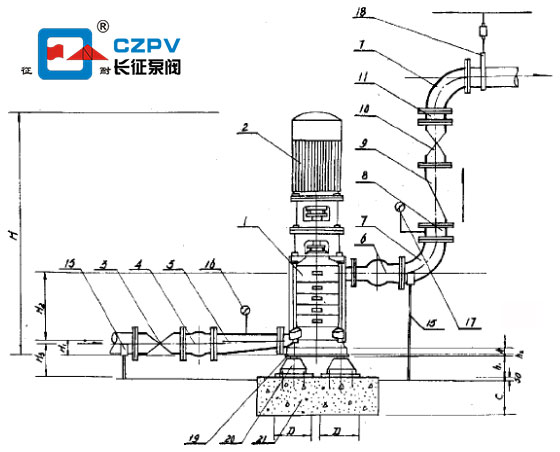 立式循環(huán)水泵的安裝圖 立式循環(huán)水泵的安裝圖