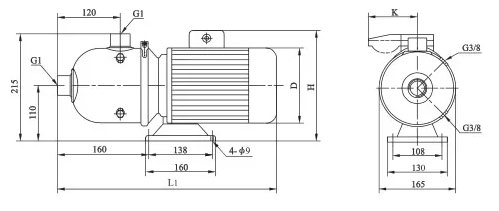 輕型臥式多級泵安裝尺寸圖 輕型臥式多級泵安裝尺寸圖